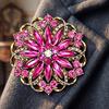 Vintage Flower Brooch Hollow Rhinestone Brooch, Floral Lapel Pin for Fashion Jewelry Women, Bling Badge Clothing Accessories Secure