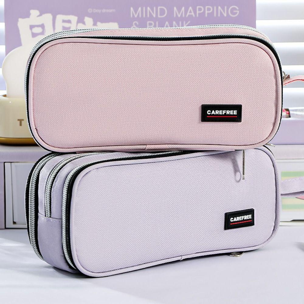 Large Capacity Pencil Case Zipper Design Stationery Organizer High Aesthetic Pen Bag School Office