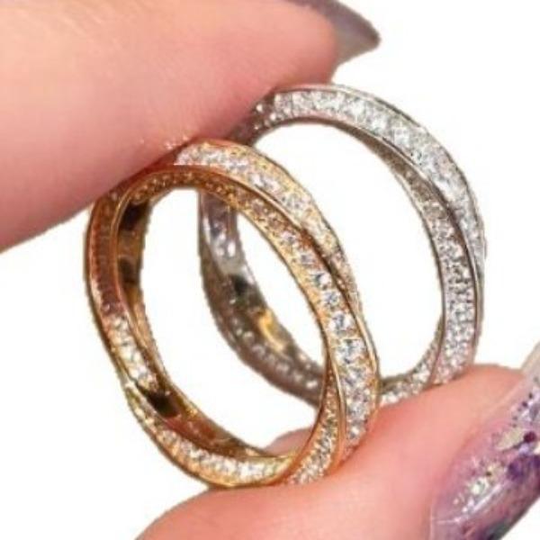 Light Luxury Retro High-End Sense Inlaid With Diamonds Mobius Ring Versatile Temperament Exquisite Super Flash Index Finger Ring