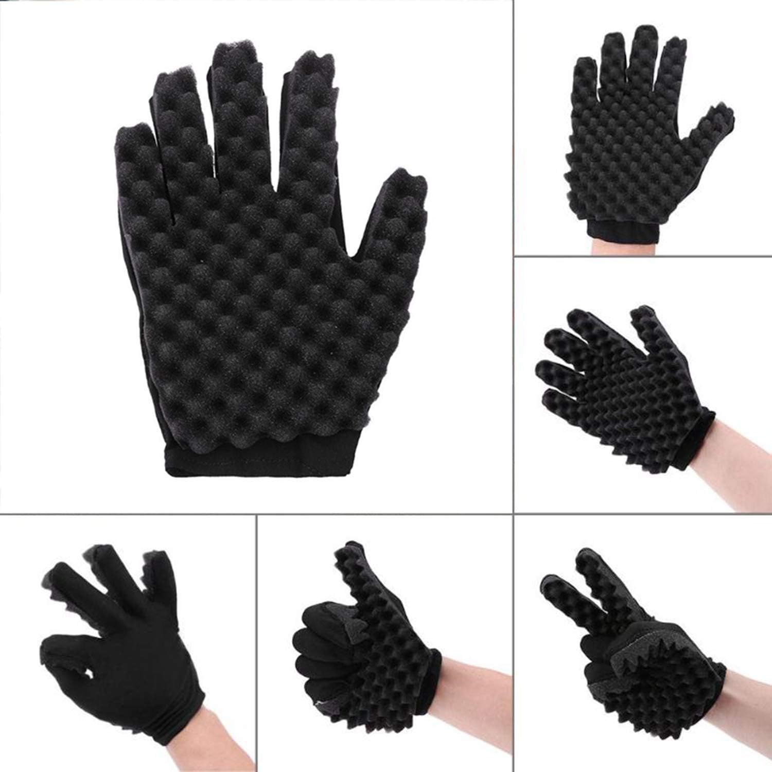 Magic Curly Sponge Gloves, Xafissy 2PCS Hair Curl Sponge Gloves Hair Styling Tool Twist Brush Glove for Curly Hair Styling Care