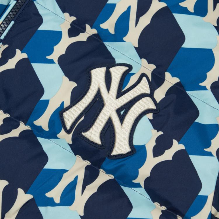MLB New York Yankees All Over Print Zip Up Stand Collar Blue Down Jacket Unisex Jacket 3ADJM0626-50NYD