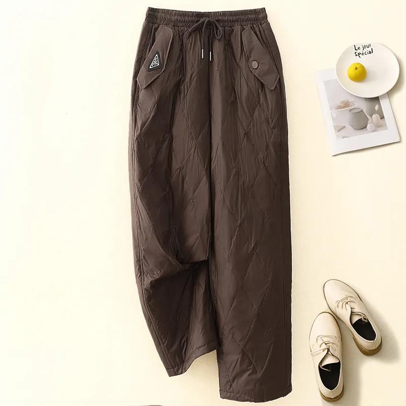Women Winter Outer Wear Casual Pants Straight Wide Leg Pants