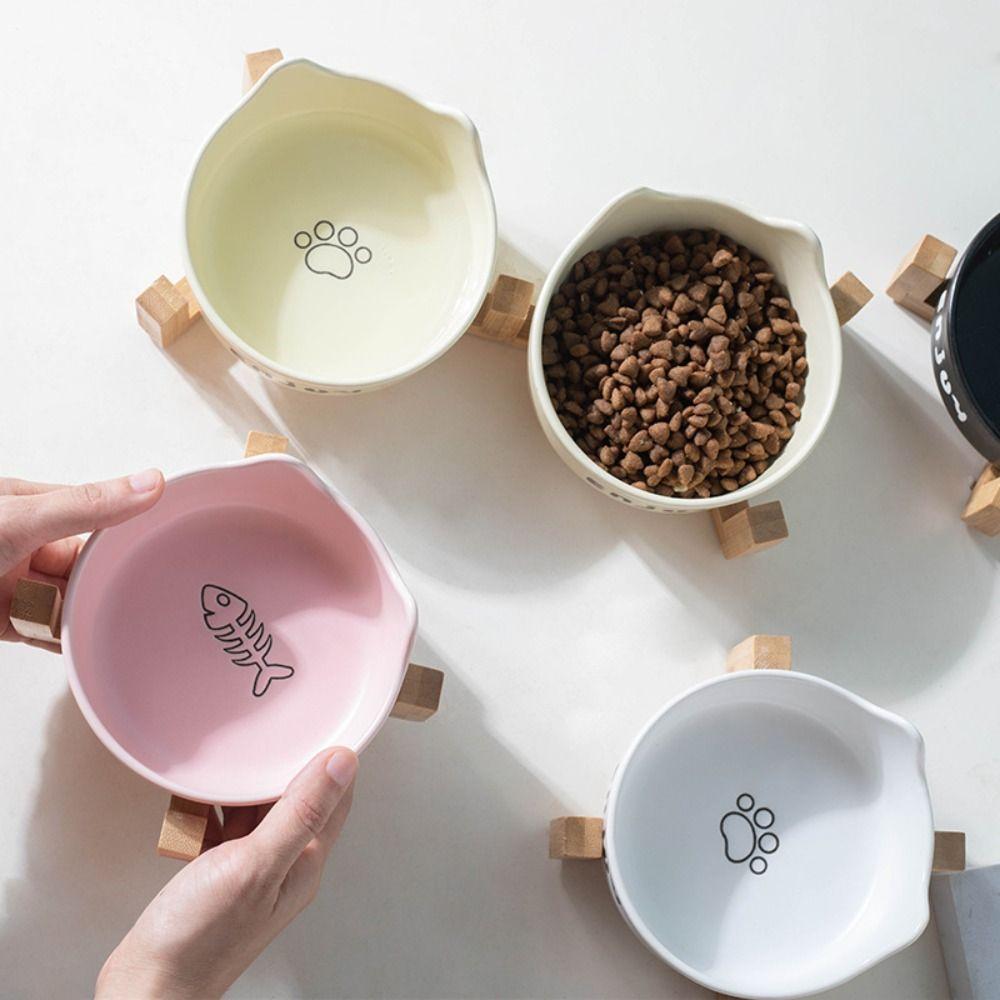 Cute Cat High Foot Bowl Prevent Tipping Pet Drinking Feeder Dog Food Feeding Basin Water Container