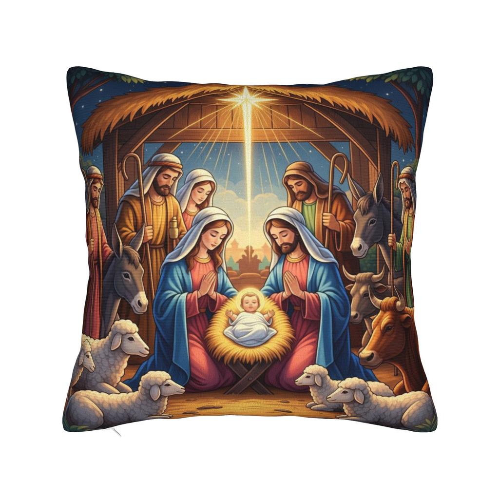 Christmas Nativity Scene Baby Jesus & Mary Printing Pillowcase Cushion Cover  Pillow Covers New Style Home Decor