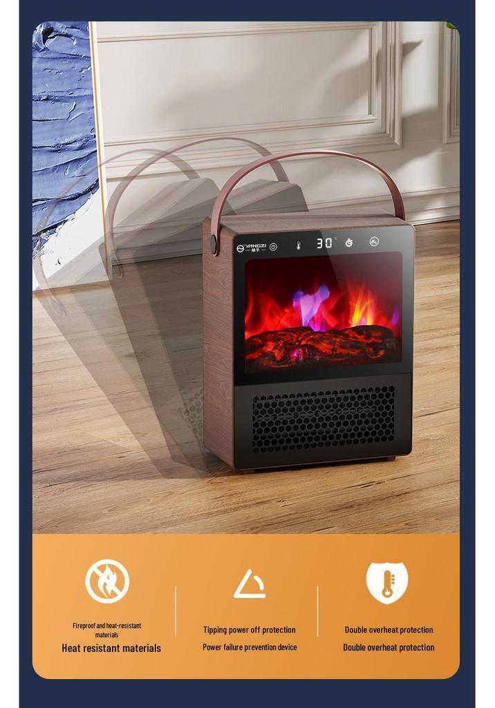Personalized Energy-Saving Electric Fireplace Heater with Simulated Flame for Home or Office Use