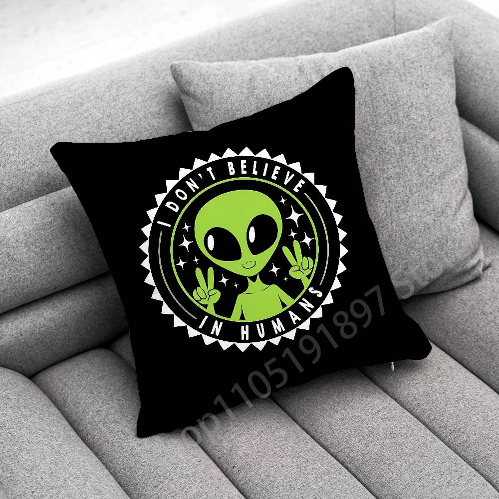 Funny Space UFO Alien Thing Throw Pillow Case For 55x55cm 30x30cm 50x50cm 45x45cm 40x40cm Square Chair Pillowcase Case
