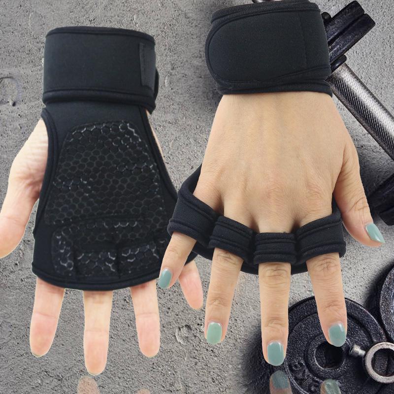 Unisex Half-Finger Fitness Gloves with Grip Straps for Pull-up, Dumbbell, Deadlift & Barbell Support