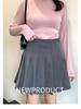 Autumn Preppy Style Plus Size High Waist Pleated Skirt for Women