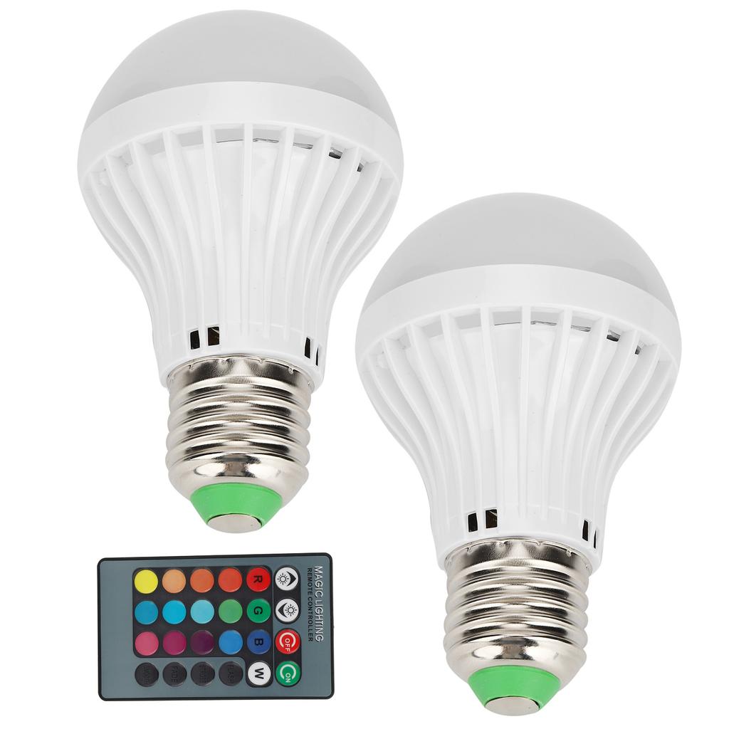 2Pcs E27 3W RGB Bulb Lamp Color Changing Bulb Light Home Lighting with Remote Control 85V‑265V