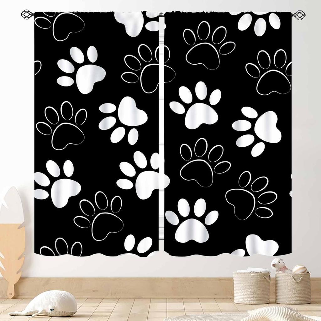 Cat Curta, Cartoon Cute Lovely Kitten Kawaii Cat Pets Funny Animals Gray Blackout Window Drapery Treatments For Living Room
