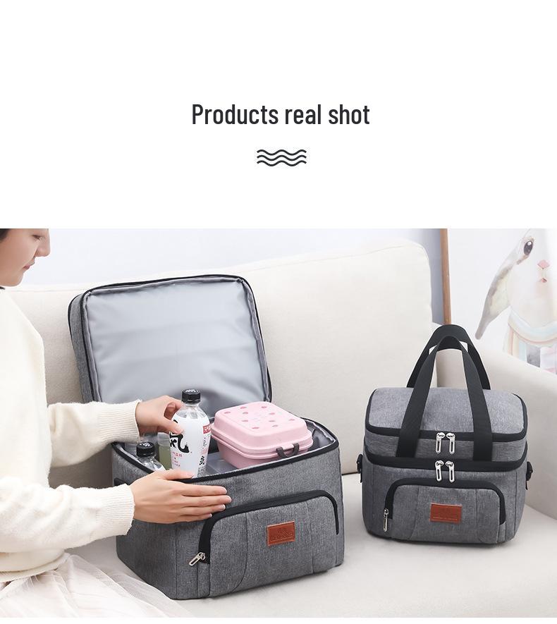 Extra-Large Double-Layer Insulated Picnic Bag - Thick, Waterproof, and Cold-Keeping Lunch Carrier with Ice Pack