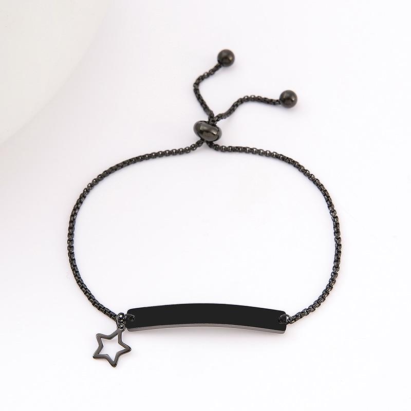 Adjustable Stainless Steel Bracelet with Laser Engraved Butterfly and Curved Plate