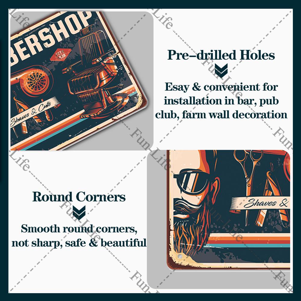 2024 New Barbershop Retro Plate Poster Vintage Home Decor Retro Metal Tin Signs Pub Car Garage Wall Art Home Decor 20x30cm