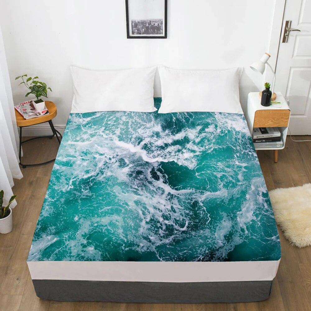 

1 шт. простыня, эластичная простыня с резинкой 150/180/200/160*200, наматрасник, чехол для двуспальной кровати, скандинавское море 135x200 Deep 30cm