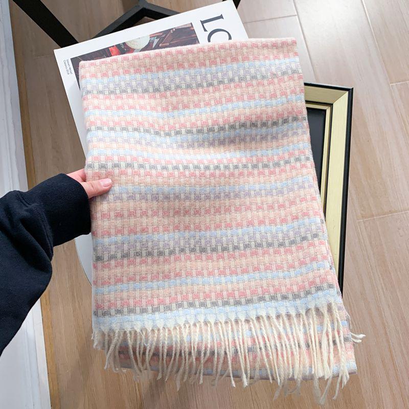 Women's Faux Cashmere Plaid Scarf - Korean Style, Thick & Warm Autumn/Winter Shawl