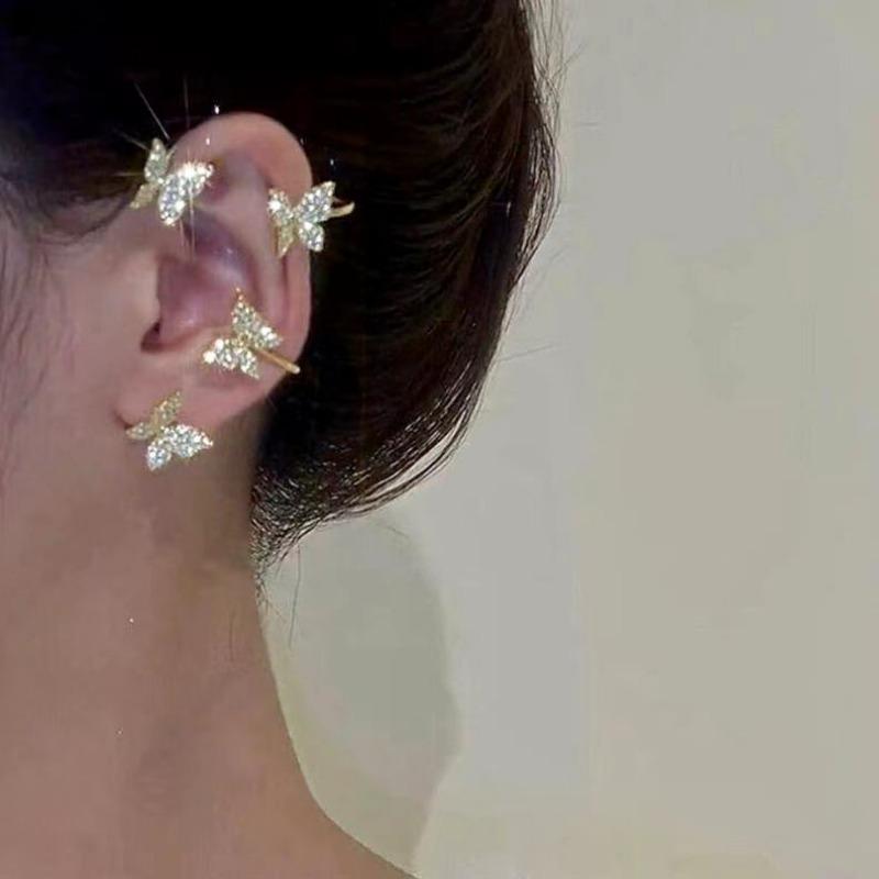 Korean Style Butterfly Ear Clips Without Piercing For Women Sparkling  Ear Cuff Clip Earrings Wedding Party Jewelry Gifts
