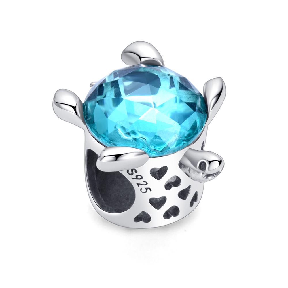 S925 Sterling Silver Starfish, Dolphin, and Turtle Charm Bracelet with Beaded Accessories