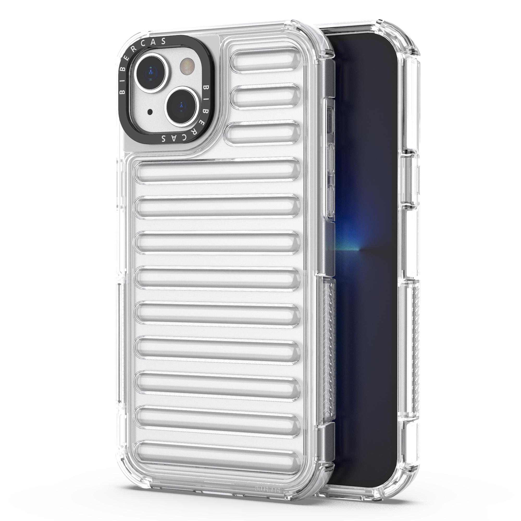 For iPhone 15 Case Stripe Design Anti-Slip Detachable TPU+PC Phone Cover A