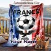 Flannel Blanket France National Football Team Print Custom Name Text Soft Throw for Sofa Bed