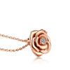 Women 585 Rose Gold Color Cubic Zircon Flower Pendant Necklace for Jewelry Gift