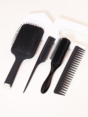 4pcs Anti-static Air Cushion Scalp Massage Hair Comb Set Thickened Wide Fine Toothed Hair Comb Special for Real Hair Wigs