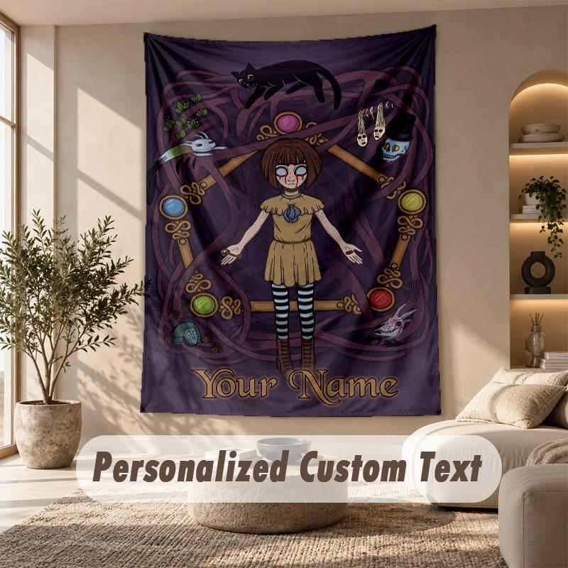 Tapestry Custom Name Text, Wall Hanging Tapestry Home Room DecorFran Bow