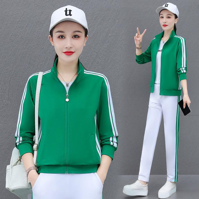 

Кардиган со стойкой, спортивный костюм, женский весенне-осенний повседневный свободный комплект из трех предметов XXXXL