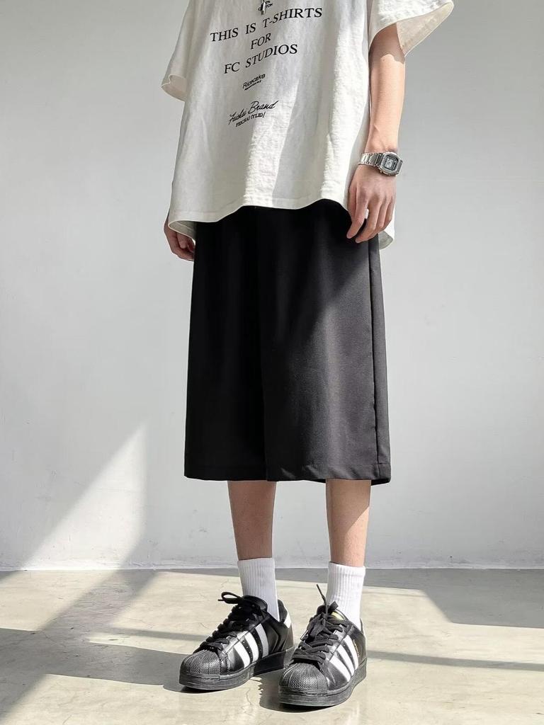 Men's Trendy Japanese Retro Cityboy Knee-Length Cropped Shorts for Summer
