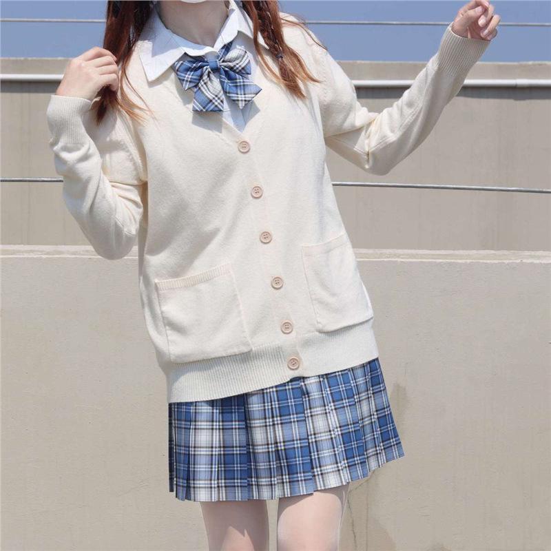 

Женский кардиган в школьном стиле JK: Новый дизайн, свободный крой, универсальный вязаный свитер с длинным рукавом для студентов Medium