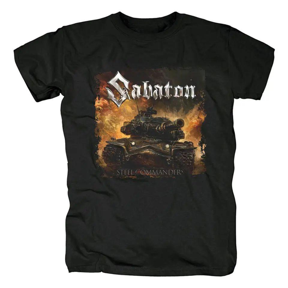 Rock Heavy Metal Y2K Printed Cotton Round-neck Short-sleeved Swedish Sabaton Black Wolf Band Power Metal Album Cover Print Rock