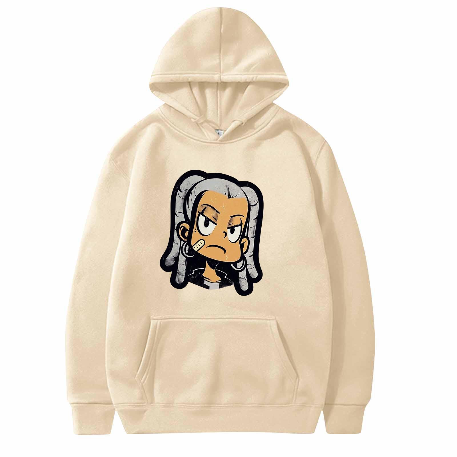 

Унисекс модный повседневный свободный плюшевый пуловер с длинными рукавами и круглым вырезом с капюшоном из веревки L бежевый