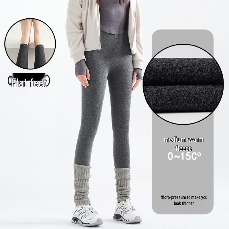 

Women s Grey Vertical Stripe Tights - Japanese Style Thickened Plus Velvet, Foot-Stirrup Base Layer, Autumn/Winter Versatile Wear One Size