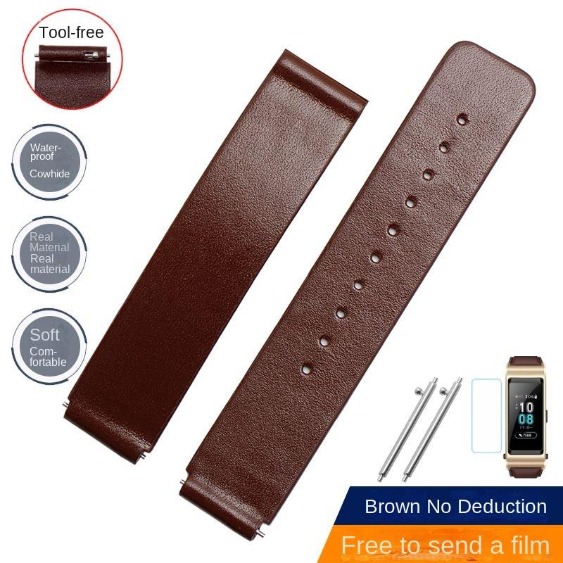

For Huawei B3 B6 B7 Bracelet Leather strap b5 mocha brown sports intelligent business version foldable buckle watch chain 16mm B6 16mm