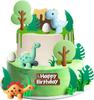 21 Stück Dinosaurier Kuchen Dekorationen, Dinosaurier Eier Kuchenaufsatz, PVC Gräser Bäume Dinosaurier Kuchen Dekorationen für Geburtstagsparty, Kuchen