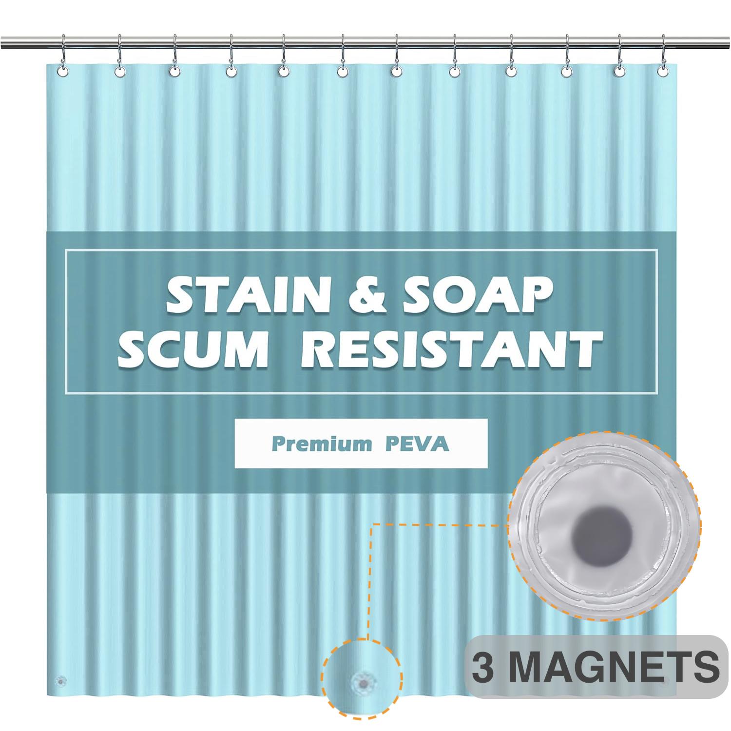 

1Pc Light Blue Shower Curtain Liner With Magnets, Plastic Bath Curtain For Bathtub Bathroom, Window Curtain, Home Decor 180*180cm светло-синий