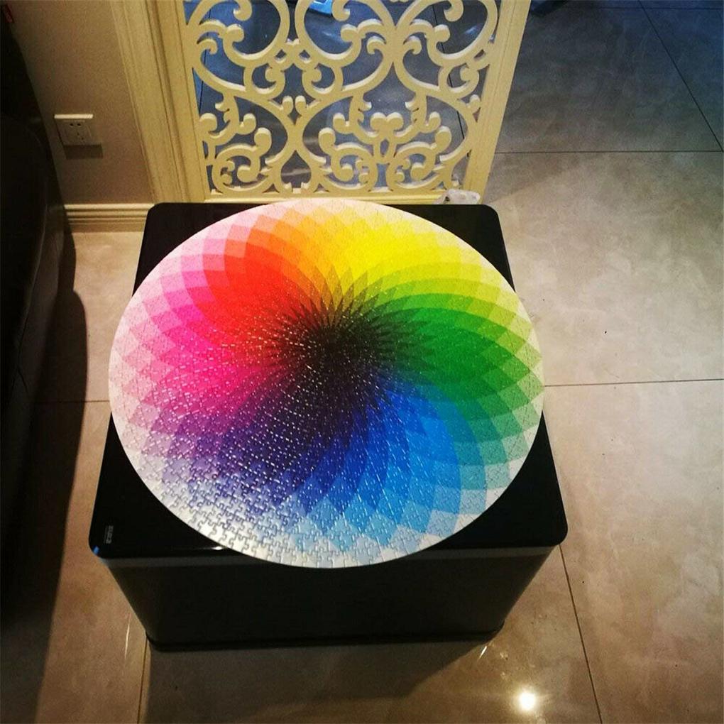 1000 Pcs/set Colorful Rainbow Round Geometrical Photopuzzle Adult Kids DIY Educational Toy Jigsaw Puzzle Paper