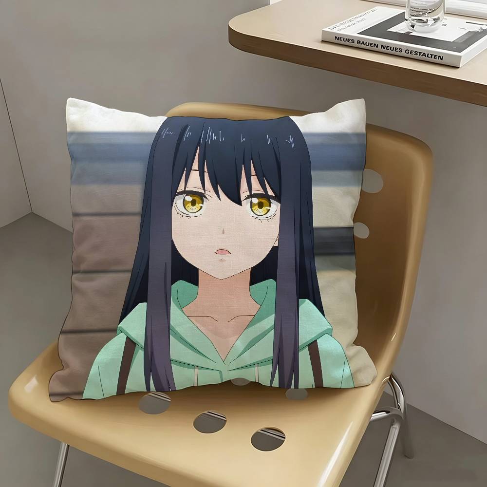 1pc Miko Yotsuya Mieruko-chan Pillow Case Fashion Square Pillowcase Bedroom Sofa Room Ins Decoration Leisure