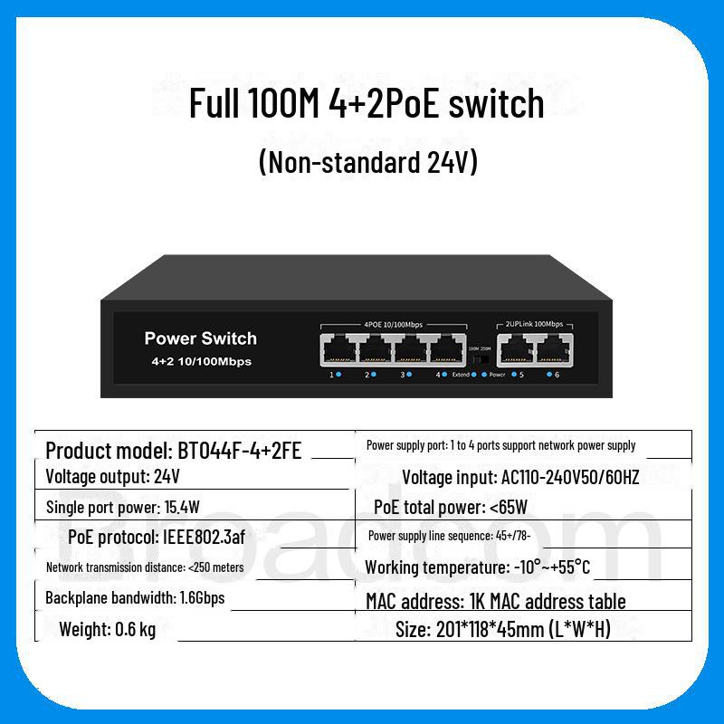 Broadcom 24V POE-Switch mit 4, 8, 16 und 24 Ports - Unterstützt Gebäudeüberwachung