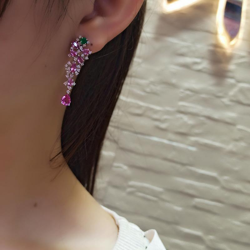 High Quality Colored Zircon Tassel Long Dangle Earrings Luxury High-end Jewelry for Women Wedding Earring Bridal Accessories