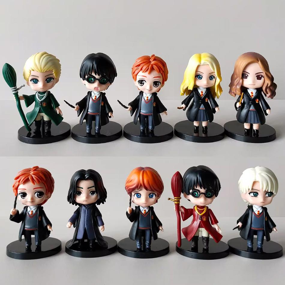 Harry Figure Set 10PCS 7cm Potter Q Version PVC Collectible Model Magic Character Desktop Decoration Durable Gift for Fans