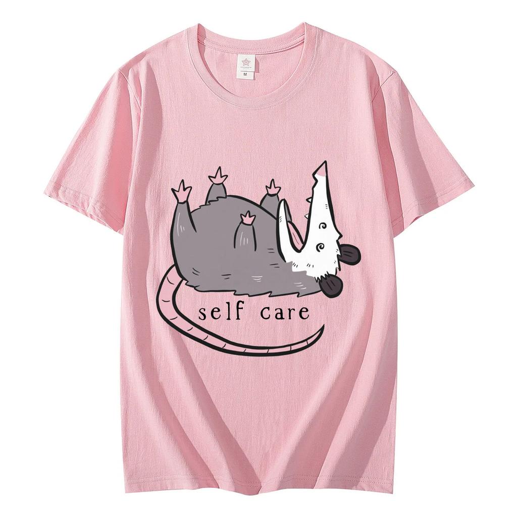 Opossum Self Care Funny Tshirt Mens Womens Casual Cute Short Sleeve Tshirts Harajuku Fashion Oversized T Shirts Streetwear