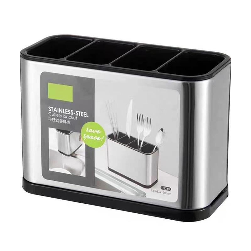 

Stainless Steel Cutlery Holder Kitchen Cutlery Organizer Drainer Dish Drying Rack Convenient Knife Stand Drain Storage Holder