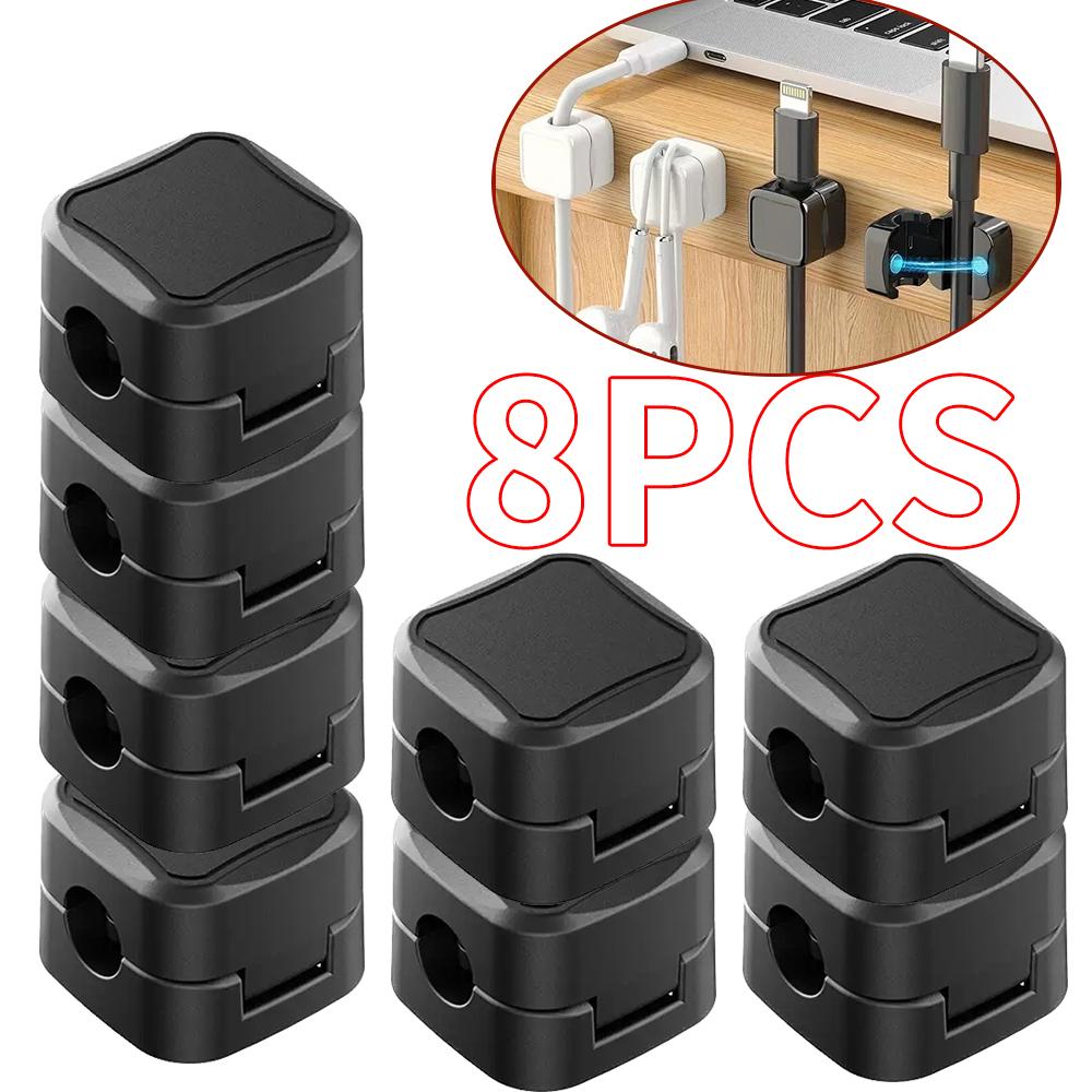 36/16/8/4PCS Magnetic Cable Clips Cable Smooth Adjustable Cord Holder Under Desk Cable Management Wire Keeper Cable Organizer