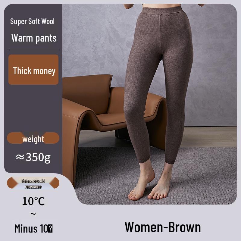 Unisex Seamless Wool Base Layer Pants - Slim Fit, Warm for Autumn/Winter, Ideal for Middle-Aged & Elderly.