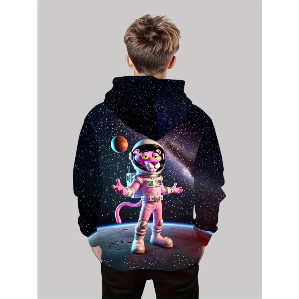 Children's Clothing, Boys' Creative 3D Printed Hooded Sweatshirt, Boys' Casual Sports Long Sleeved Hooded Top