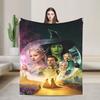 Wicked Movie Knitted Blankets Elphaba Glinda Flannel Throw Blankets Bedding Couch Printed Ultra-Soft Warm Bedspreads