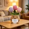 Regalos de Agradecimiento Positivos de Ganchillo Tulipán Flor Silvestre para Mujeres Mamá Amigas Muñeca de Flor en Maceta Hecha a Mano con Tarjeta Regalo de Apoyo Emocional para el Día de la Madre