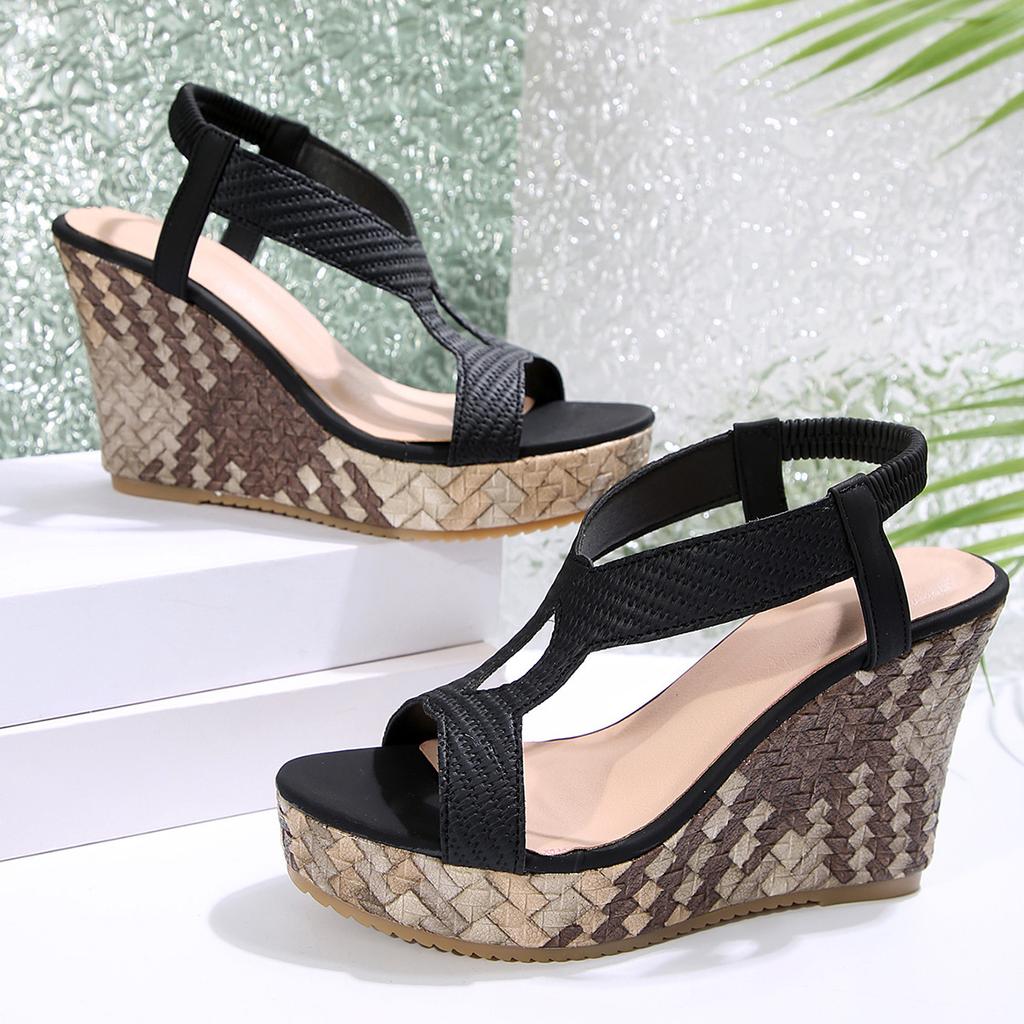 Fashion Thick Soled Wedge Sandals for Women 2025 Casual Minimalist Cross Buckle Straight Strap Sandals Women shoes Large size