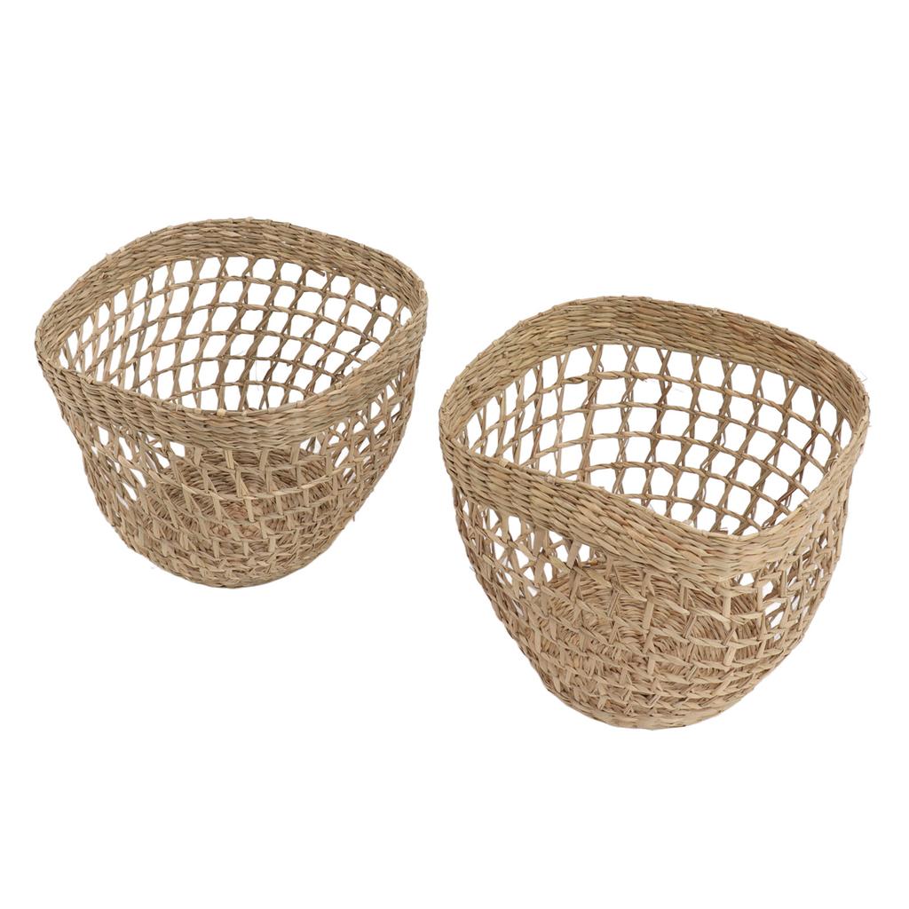 2 STÜCK Gewebter Korb Handgewebter Seegras Aufbewahrungskorb für Blume Pflanze Bauernhaus Heimdeko