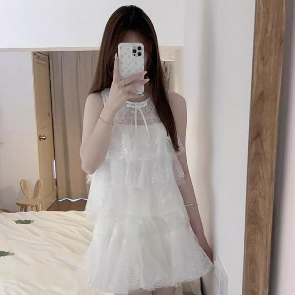 French Sweet Light Luxury Lace Top Skirt Set Women's Summer Vacation Style Super Fairy Vest Skirt Two-piece Set